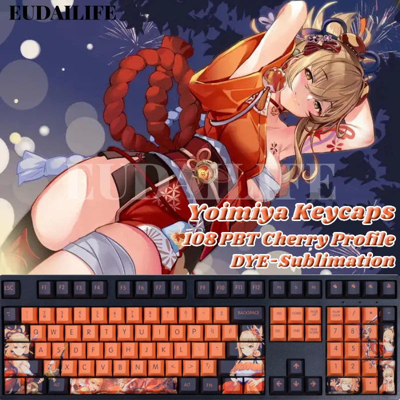 

Yoimiya 108 Keys PBT Genshin Impact Game DYE Sublimation Cherry Profile MX Cross Axis Switch Keycap for Mechanical Keyboard Gift