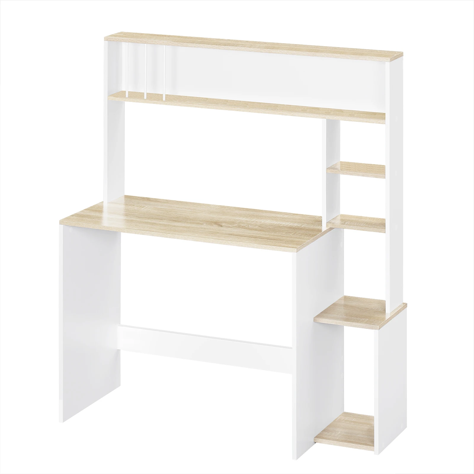 Computertisch mit Stauraum, Schreibtisch mit 5 Ablagen, 113,5 x 45 x 139 cm, Lern- und Gaming-Tisch, skandinavischer Schreibtisch für Büro und Wohnzimmer
