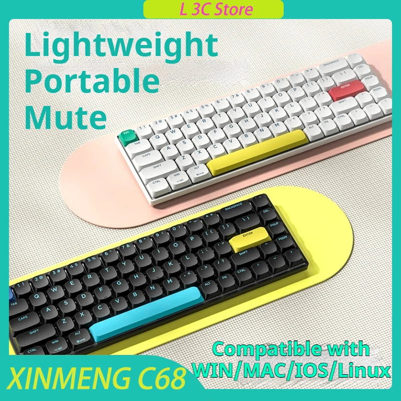 

Technology Xinmeng C68 Tri-mode Wireless Bluetooth Mechanical Keyboard Custom Lightweight Portable Mute Office PC Laptop Win/Mac