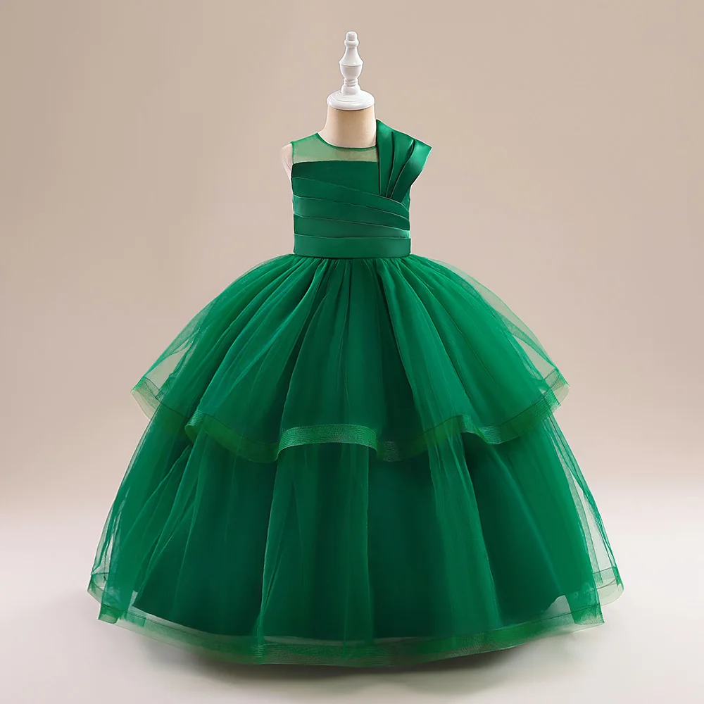 Summer Bridemaids Party Girls Dresses Christmas Costume Tulle Wedding Baptism Birthday Princess Dress Girl Bow Pageant Prom Gown