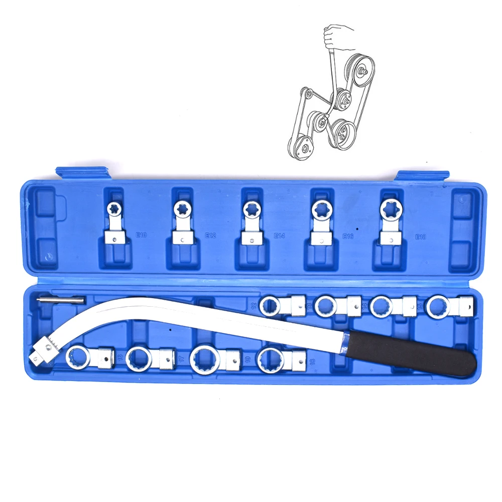 Universal Idler Pulley Adjusting Wrench Kit15 Pcs Auto Belt Tension Tool For Car Engine Serpentine Belt Replacement Repair 5 Universal Idler Pulley Adjusting Wrench Kit15 Pcs Auto Belt Tension Tool For Car Engine Serpentine Belt Replacement Repair 5