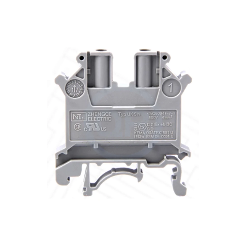 1 PCS 4mm UK - 5N Rail - Mounted Voltage Terminal Block 35mm DIN Rail Combination Quick Terminal Block