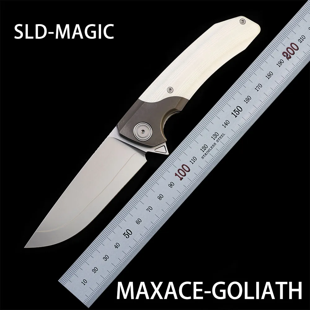 Maxace Goliath SLD-MAGIC Blade Folding Knife Micarta Handle Camp Hunting Outdoor S90V Steel Fishing Hiking Survival EDC Tool