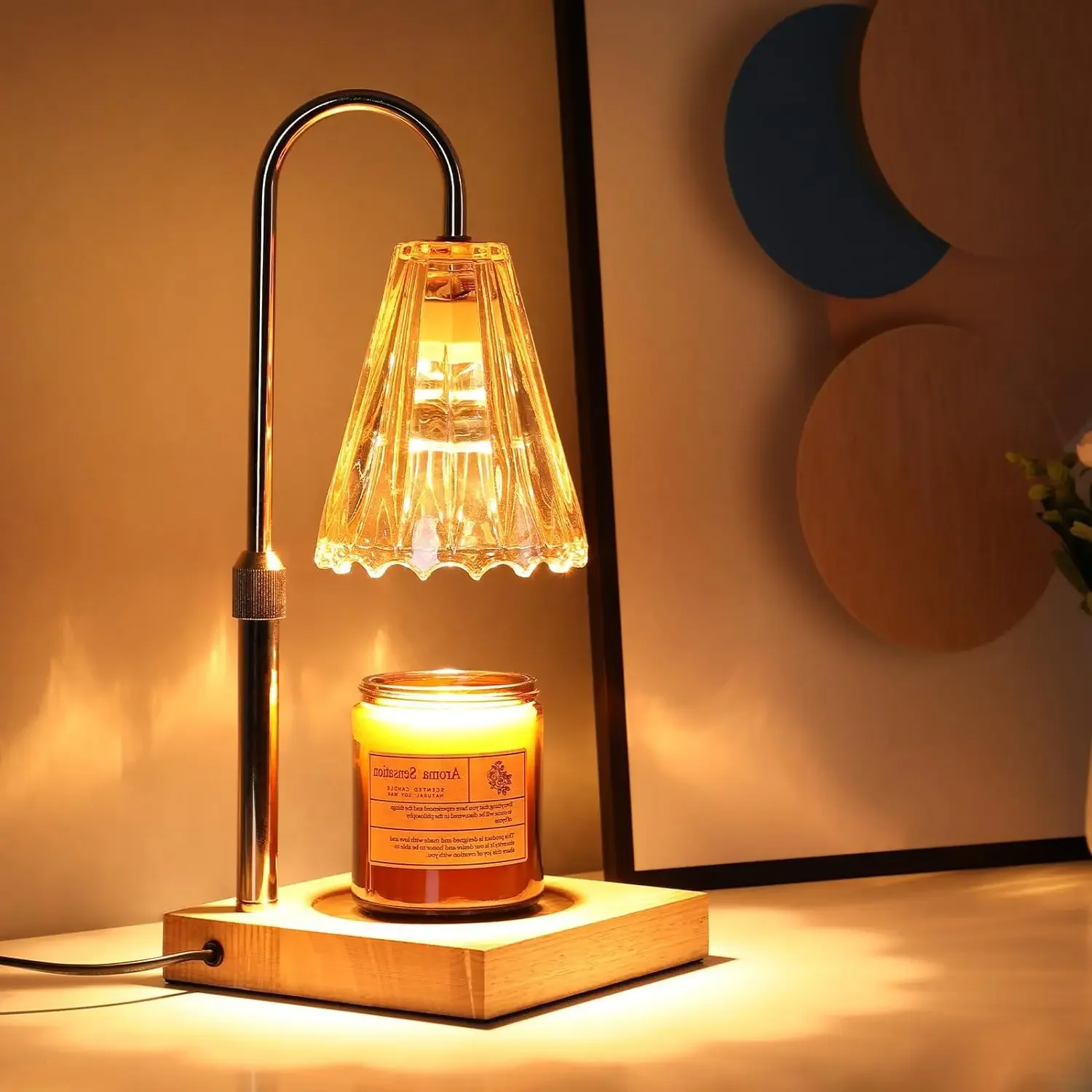 Kaarsenwarmerlamp, kaarslampwarmer met timer en dimmer, in hoogte verstelbaar, met 2 lampen