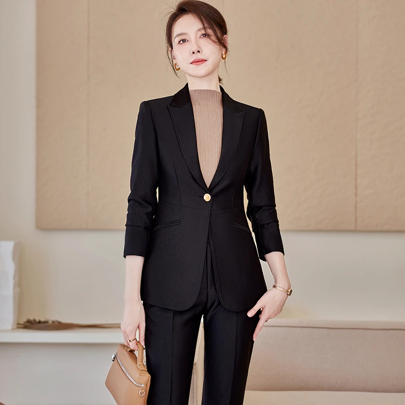 NAVIU Purple Suits Women New Autumn Fashion Temperament High End Business Long Sleeve Blazer And Pant Sets Office Lady Work Wear