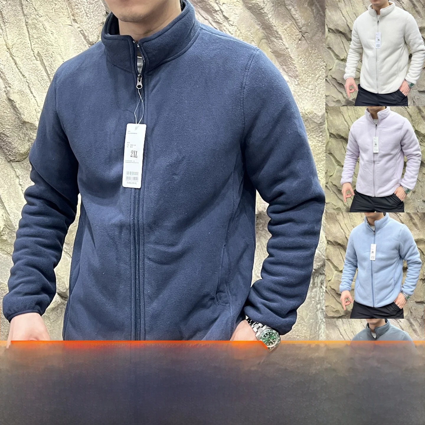 Warm Fleece Jacket for Men And Women Couple Coats Standard Fit Double Layer Polyester Fiber Long Sleeve Zipper Closure Casual...