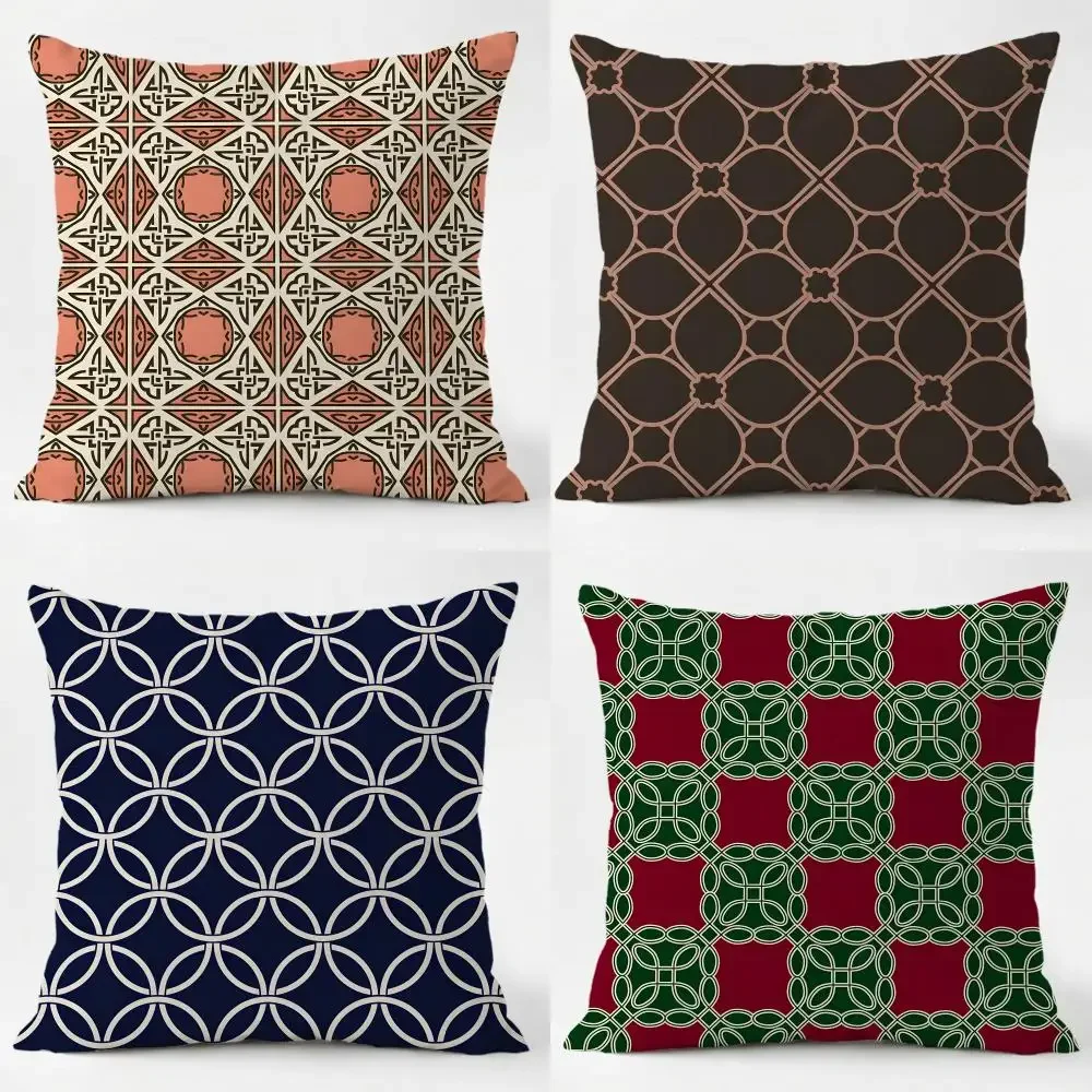 Antique Ornate Art C-Chinese Copper Coin Circles Cushion Cover Sofa Home Living Room Car Decor Washable Square Pillowcase