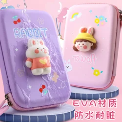 3D Release Stress Pencil Case Soft Cartoon Pen Box School Supplies Pink Girl Rabbit Stationery Organizer Ruler Pouch Gift Holder