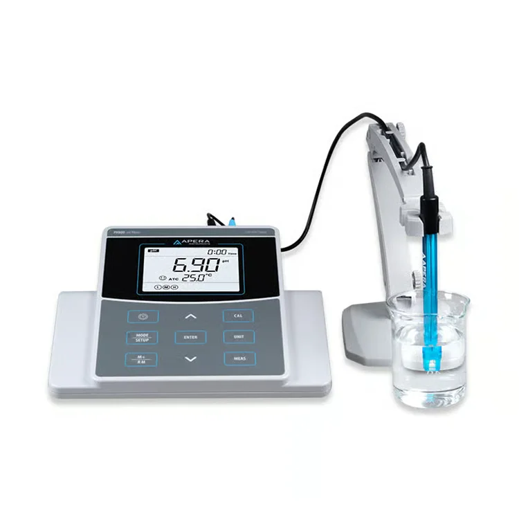 Zestaw precyzyjnego miernika pH stołowego Veidt Weighing Apera PH820, miernik pH/ionów z automatyczną kompensacją temperatury.