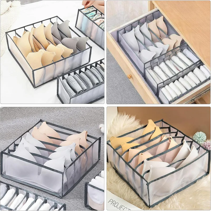 Unterwäsche-Schubladen-Organizer, Aufbewahrungsbox, faltbare Schrank-Organizer, transparenter Netz-Schubladenteiler für Unterhosen, Socken, BHs – Detail 5
