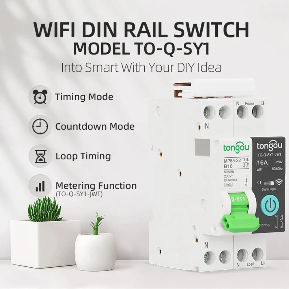 

Умный Wi-Fi выключатель с функцией мониторинга энергопотребления и таймером, совместимый с Alexa, Google Assistant и Tuya.