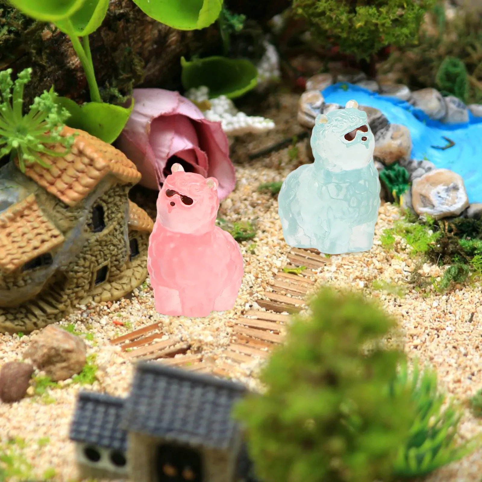 18Pcs Creative Luminous Alpaca Miniatures Sunglasses Glow in The Dark Micro Landscape Decorations Fairy Garden Ornaments