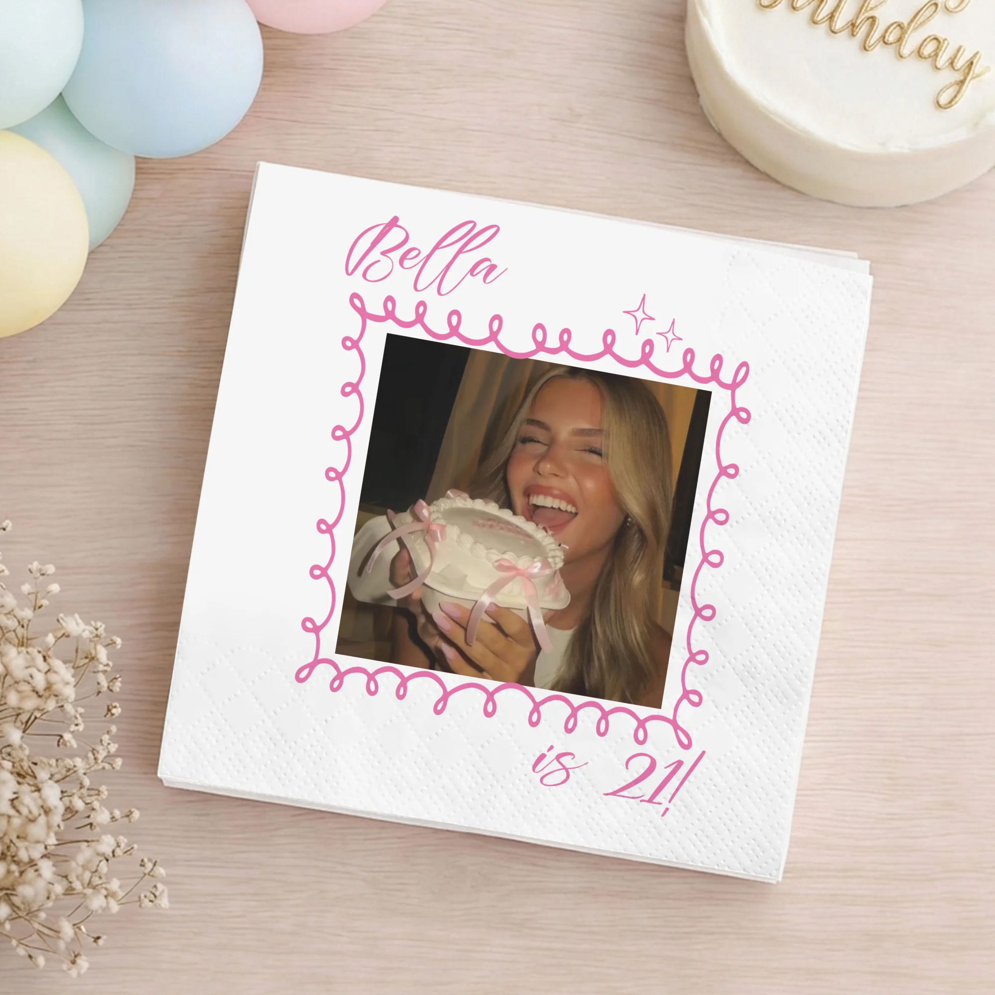 Personalisierte Servietten, 3-lagige, individuell gestaltbare Cocktail-Servietten, Foto-Servietten, Einweg-Papierservietten für Geburtstags- und Jubiläumsfeiern, zur Dekoration. – Detail 6