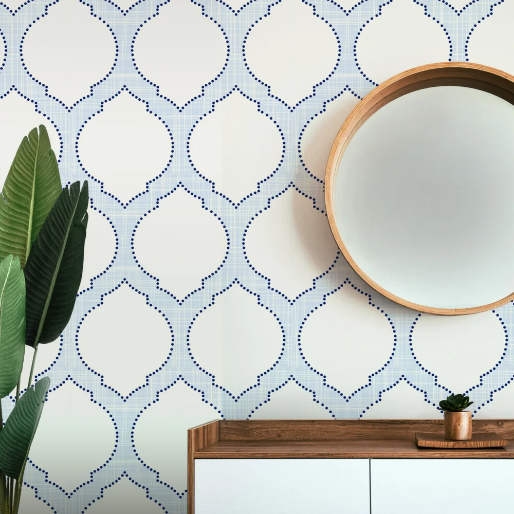 Moroccan Blue Green Checkered Minimalist Wallpaper For Bedrooms And Living Rooms Self- Adhesive Waterproof Moisture Proof