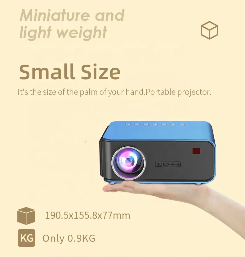 Yinzam New T4 Blue WiFi LCD Projector with 1024x600p Native Resolution USB TF Wireless Mobile Projectors Support YOUTUBE Beamer