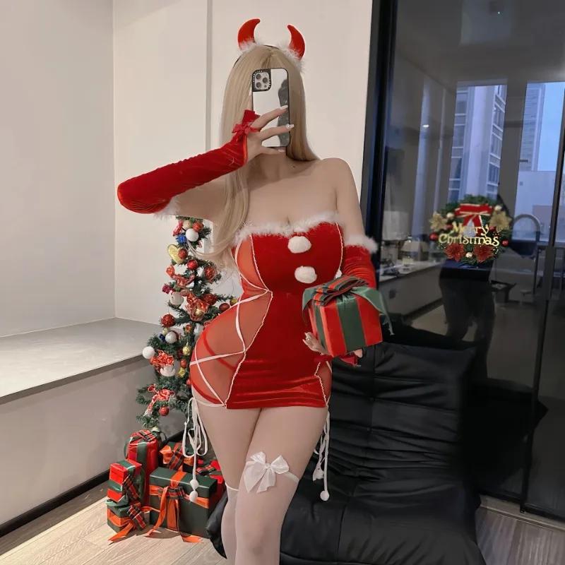 

Эротическое белье на Хэллоуин, сексуальная упаковка Pure Lust, короткая юбка на бедрах, страсть, Рождество, страсть, ажурный, подвлекательный женский костюм