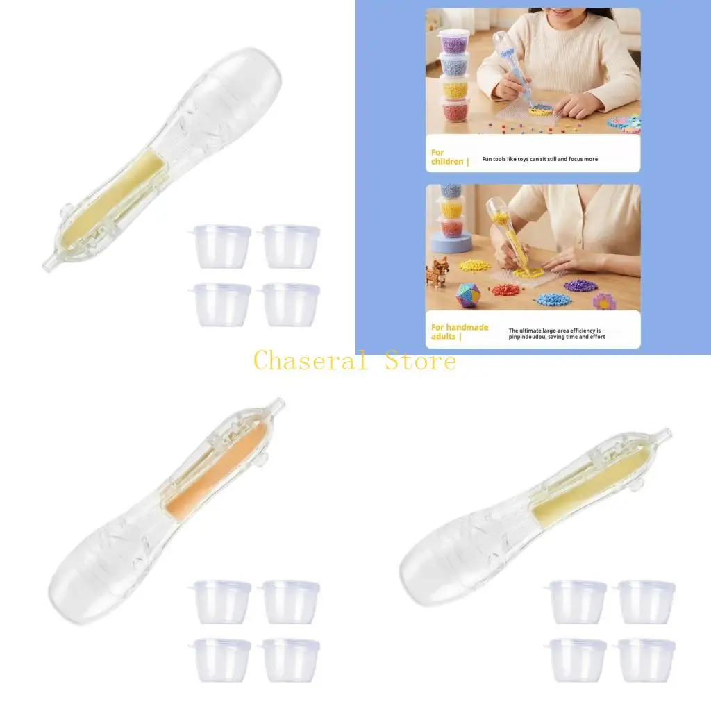 

E7CE Transparent Bead Dispenser Plastic Bead Craft Pen For 3 Years Old And Up