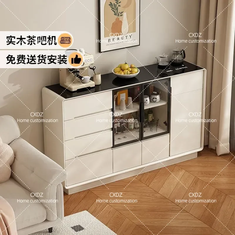 Solid Wood Smart Tea Bar Machine Dining Side Cabinet Wall Mounted Tea Cabinet Integrated Water Bar with Kettle 2026 New