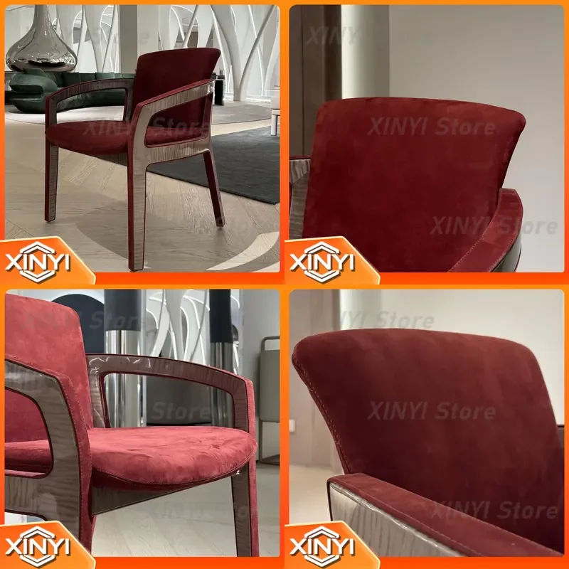 Modern Leather Dining Chair for Home Office and Hotel Furniture High Density Sponge Solid Wood Chair for Dining Room