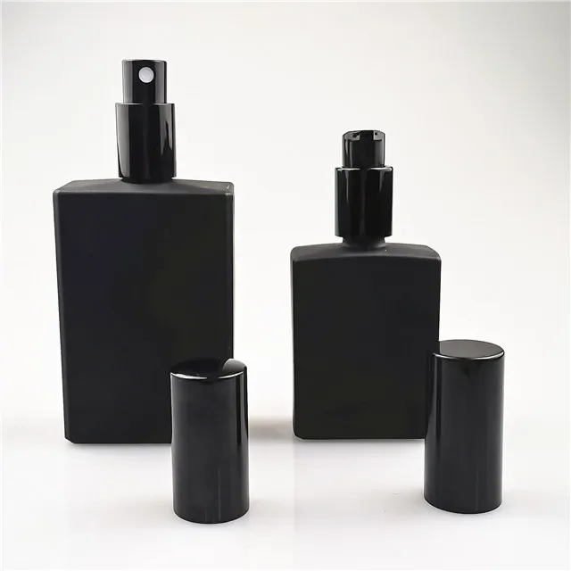 

30ml 50ml 100ml matte black perfume glass bottle with spray cap medicine dropper bottle wholesale containers for cosmetics
