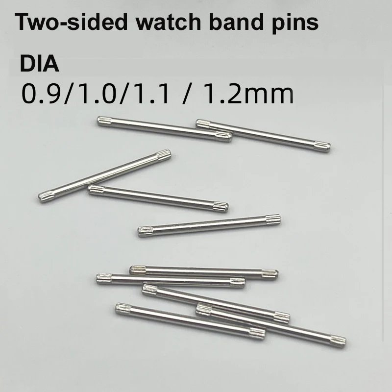 300pcs 0.9/1.0/1.1/1.2mm Thickness Two-sided Knurled Stainless Steel Bar Watch Band Bracelet Link Pin With Box