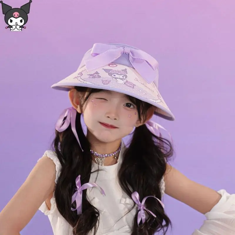 الصيف الأطفال الكرتون سانريوس مرحبا كيتي كورومي واقية من الشمس قبعة لامعة كتلة خارج قبعة الشمس الطفل ظلة قبعة قبعة الشاطئ #5