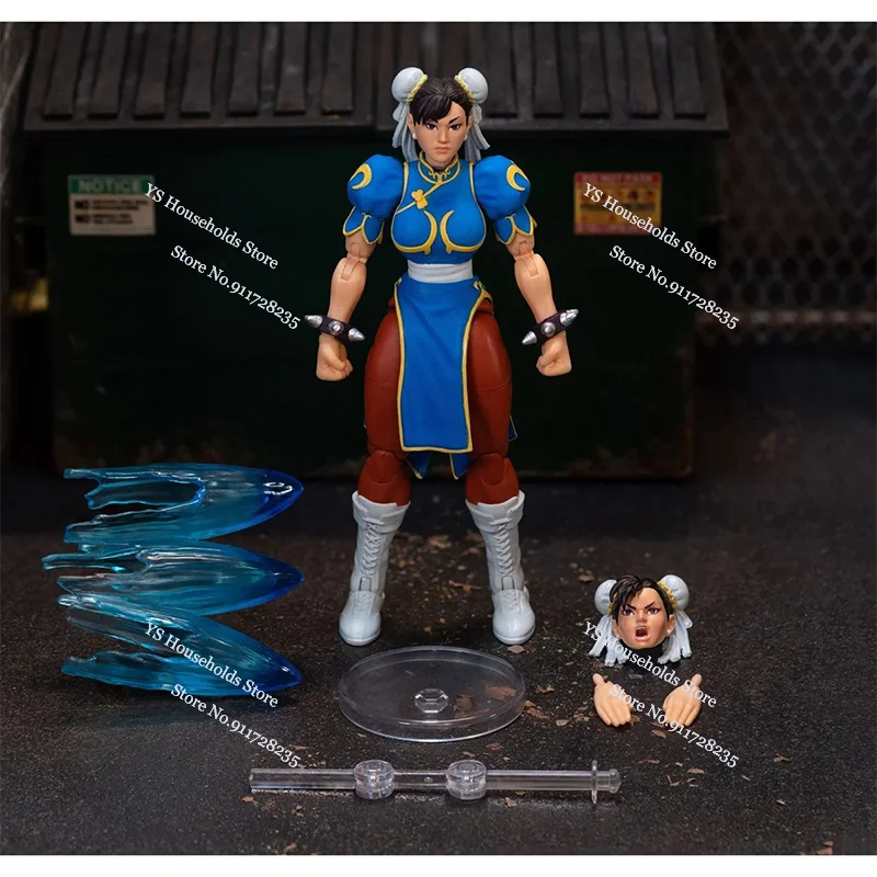 Jada Toys 1/12 Scale Blue Red Cloth Muscle Girl Chun Li Action Figure Speical Effect Ornament 6"Female Soldier Model Gift