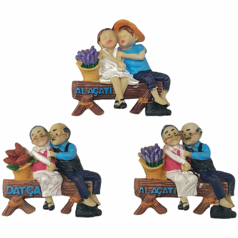 Alacati 3D Lavender Couple Fridge Magnet, Resin Aegean Souvenir, Gift & Collectible