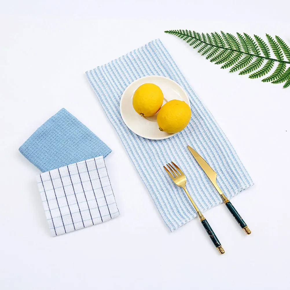 

6pcs Kitchen Dish Towels Cotton Yarn Strong Cleaning Power For Tableware Glassware Washing Household Duster Cloths Water