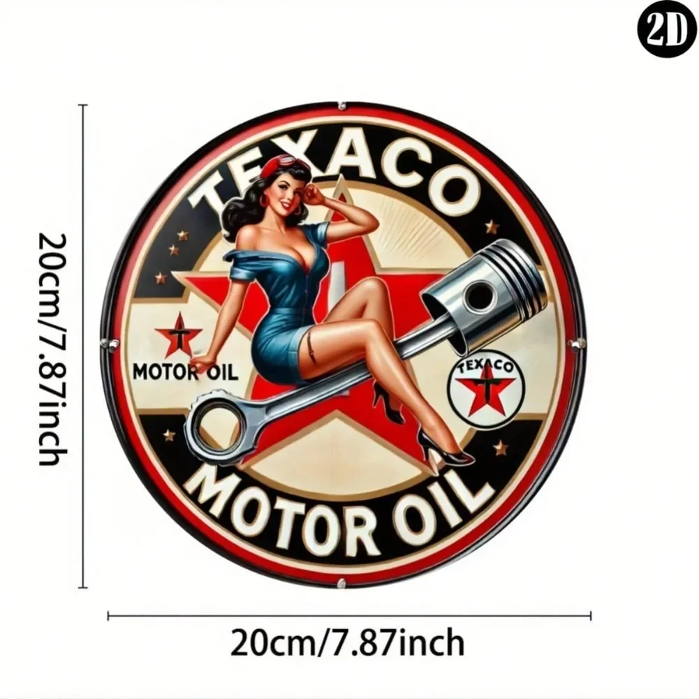 1 قطعة 7.8 بوصة علامة معدنية لزيت محرك تكساكو العتيق-ديكور حديد مقاوم للماء ومقاوم للبهتان، فن سهل التعليق لنادي المرآب في الهواء الطلق #2