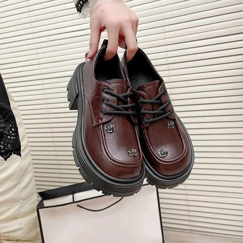 منصة المتسكعون للنساء النمط البريطاني الدانتيل يصل ماري جين أحذية الشقق مكتنزة وحيد أحذية من الجلد جولة تو المرأة حذا فردي للسيدات