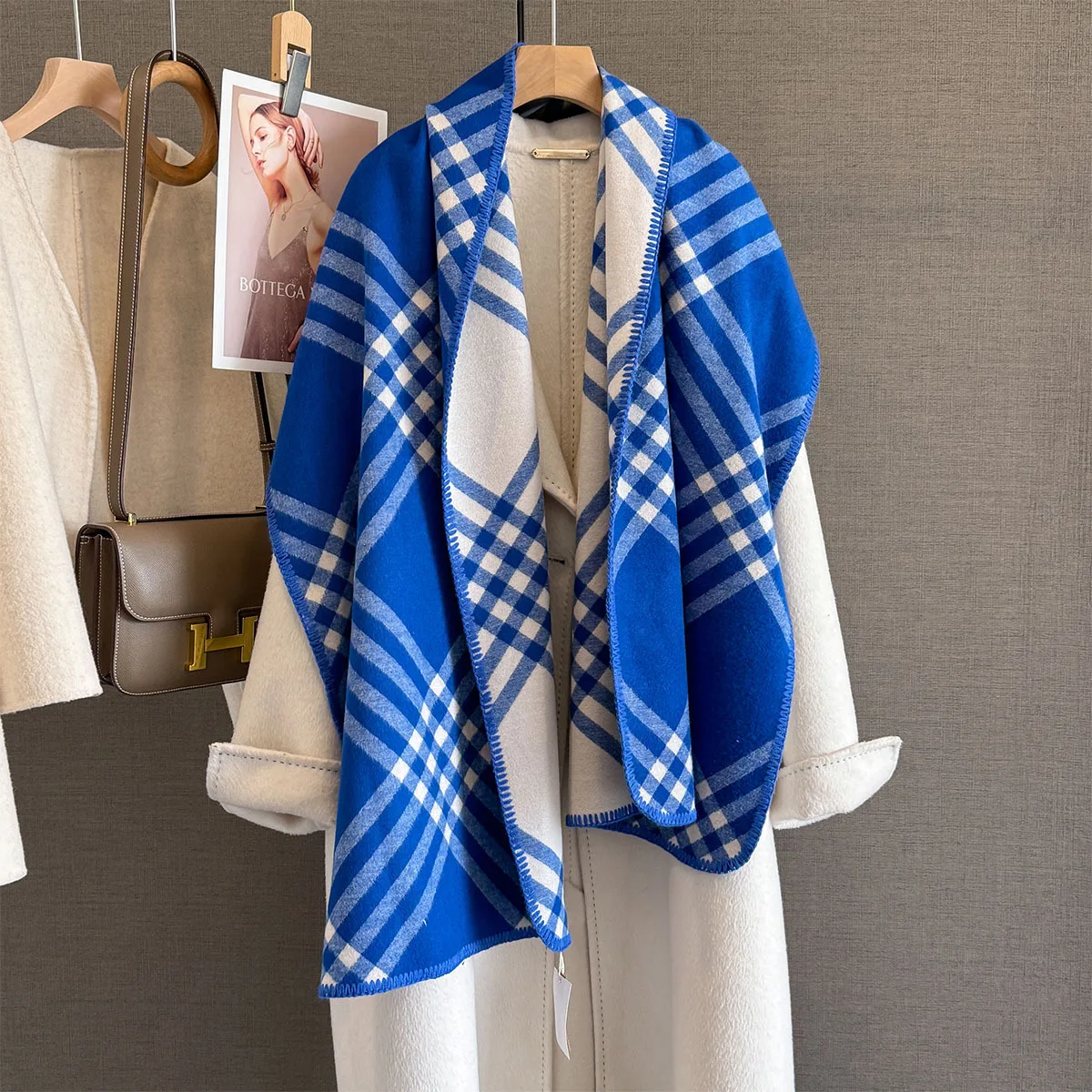 

2025 Luxurious plaid scarf for women in winter, versatile and warm, thickened imitation cashmere plaid shawl and scarf