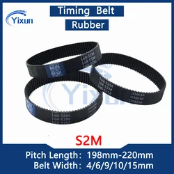 S2M Close Loop Timing Belt Length 198 200 202 204 206 208 210 212 214 216 218 220mm Width 4/6/9/10/15mm Drive Belt Toothed Belt
