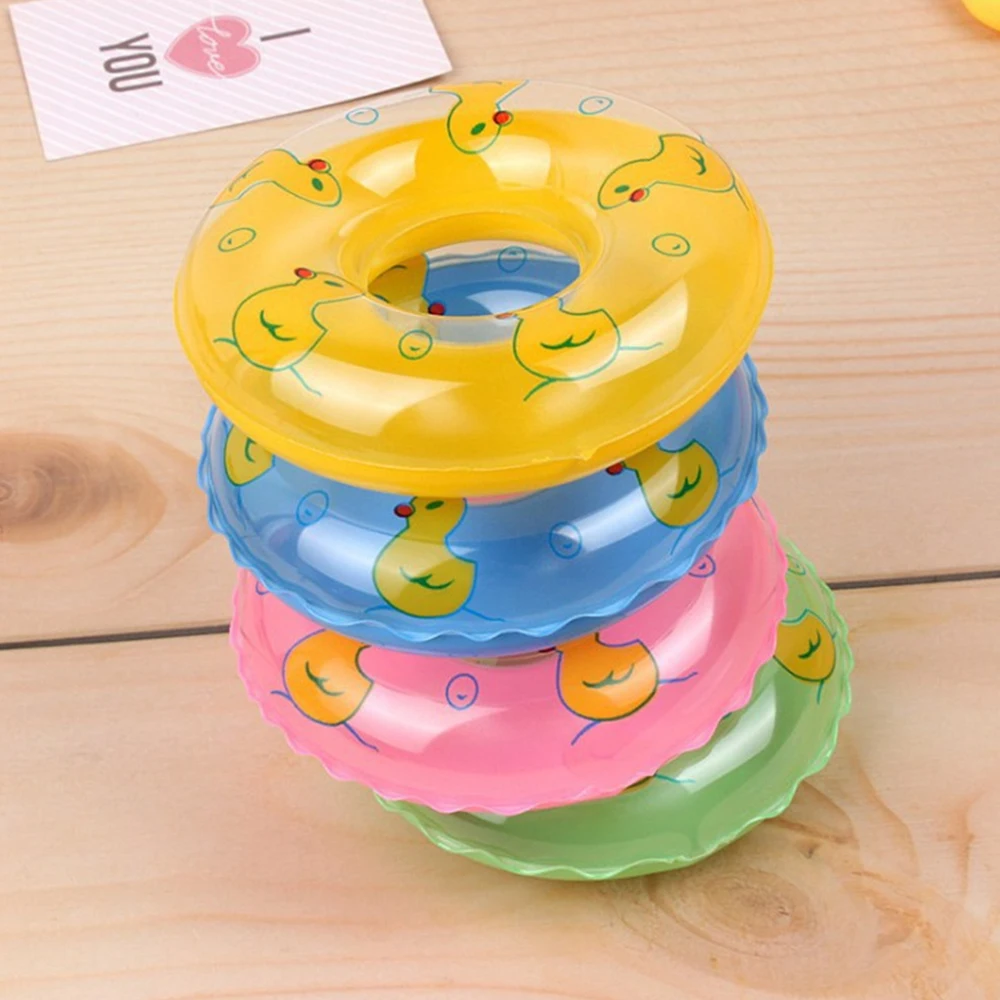 1/3/5PCS Mini Inflatable Swimming Buoy Lovely Play In Water Swimming Aid With Golden Duck Pattern Small Swimming Ring