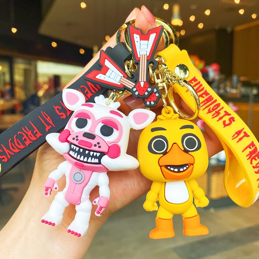 Anime FNAF Keychain Sundrop Moondrop Figures Freddy Bonnie Chica Action Figure Collection Funtime Foxy Pendants Model Toys Gifts