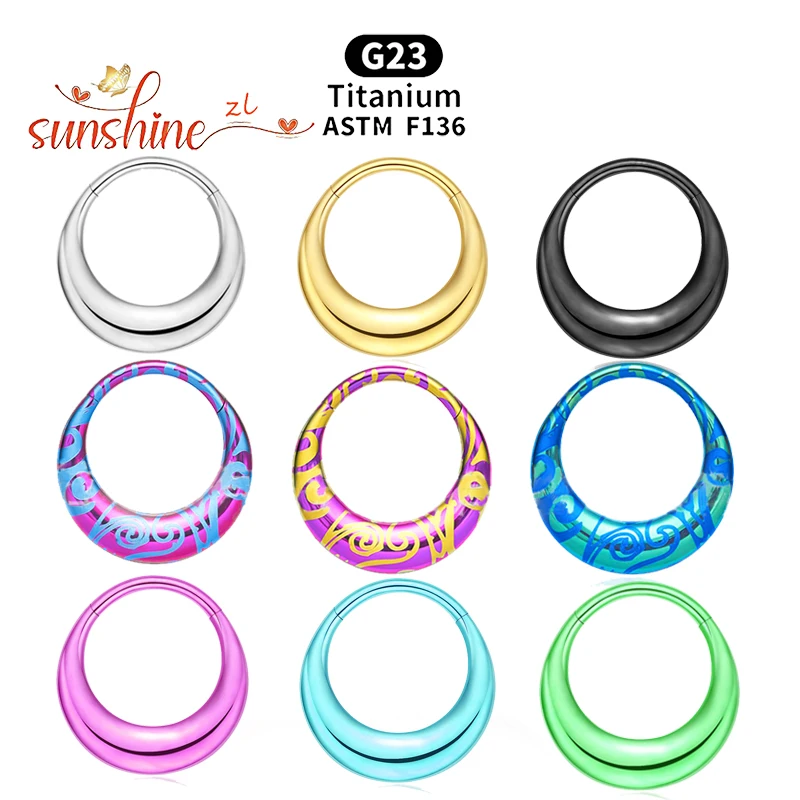 Anneau de nez lisse en titane ASTM F136 16G, piercing pour cartilage, boucle d'oreille, manchette d'oreille, anneau de septum à charnière en forme de goutte d'eau pour femmes et hommes