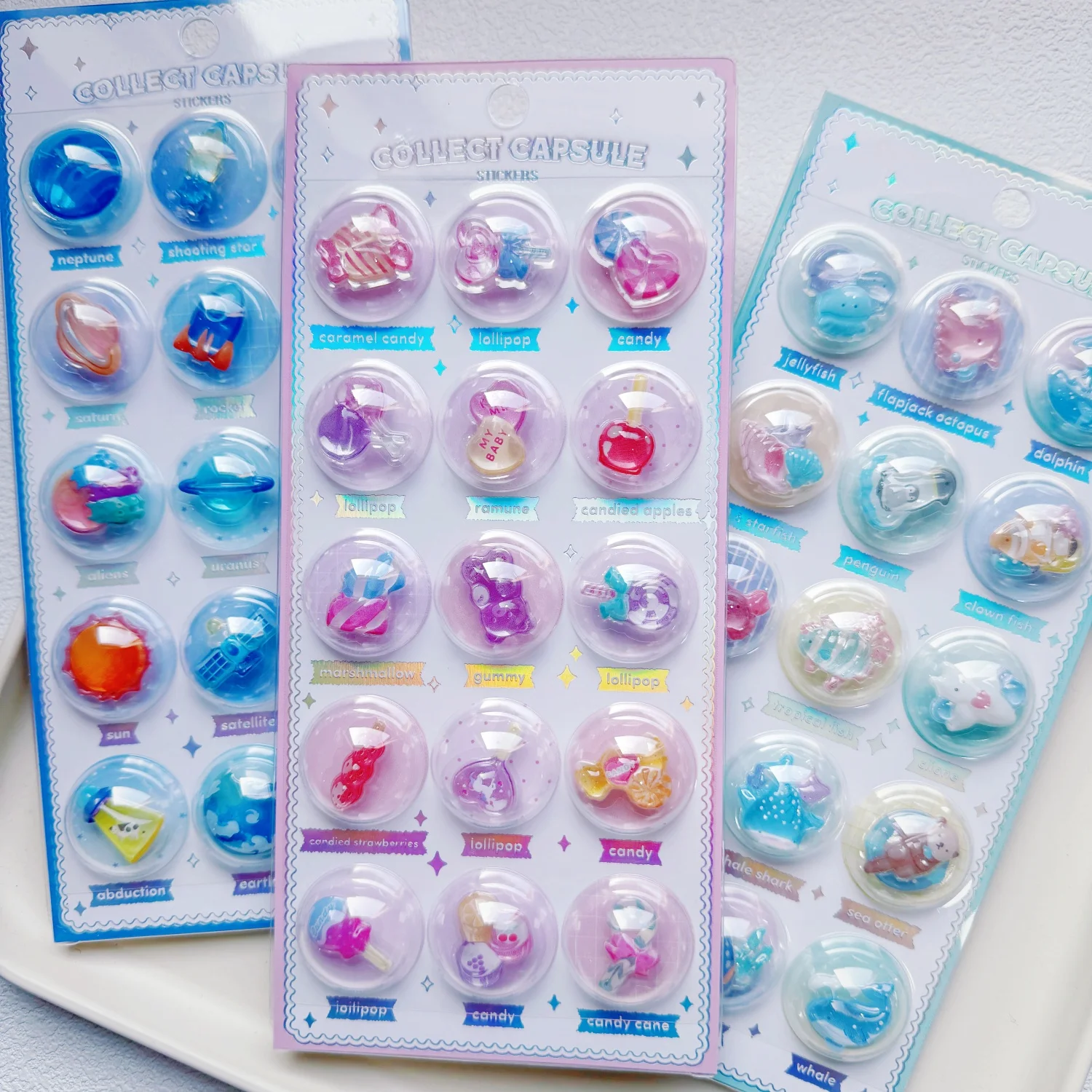 

Creative Space Dessert Animals Cartoon 3D Relief Stickers Scrapbooking Diy Journal Cute Stationery School Sticker