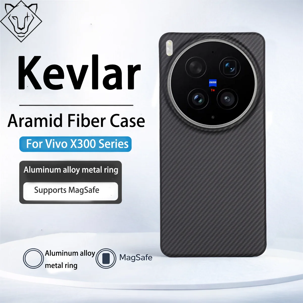 

LYRVO For VivoX300ultra Aramid Carbon Fiber Case Magnetic Magsafe Charge Cover X300 Ultra-thin Metal Lens Phone Bumper
