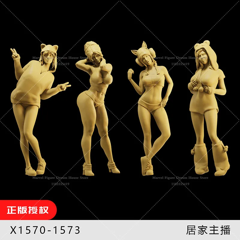 

1/64 1/43 1/35 Scale Miniature Scene Doll Short Video Live Game Cute Pet Streamers OTAKU Life Un-panited White Mini Figure