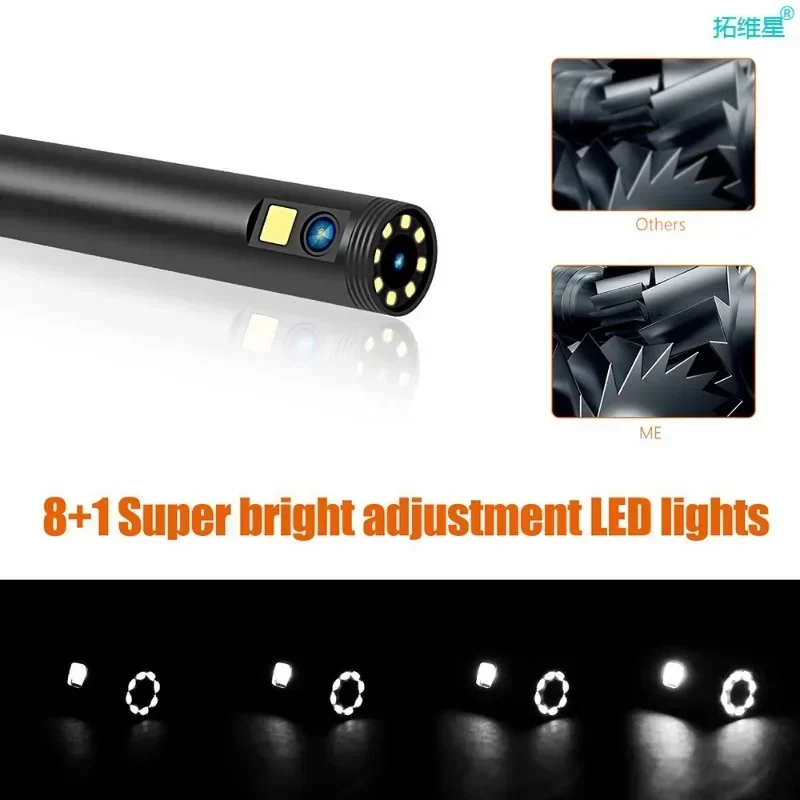 High Definition Industrial Borescope Camera 4.3 IPS HD1080P 8mm Dual Lens Waterproof Pipe Inspection Car Maintenance Borescope
