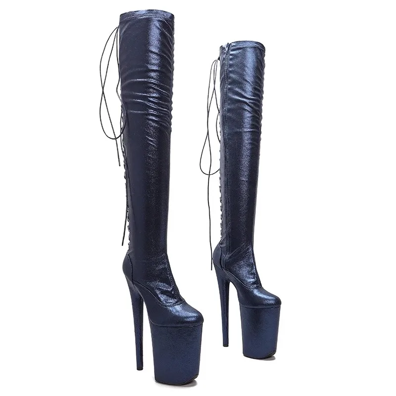 

Auman Ale New 23CM/9inches PU Upper Open Toe Lace-up Sexy Exotic High Heel Platform Party Women Boots Pole Dance Shoes 002