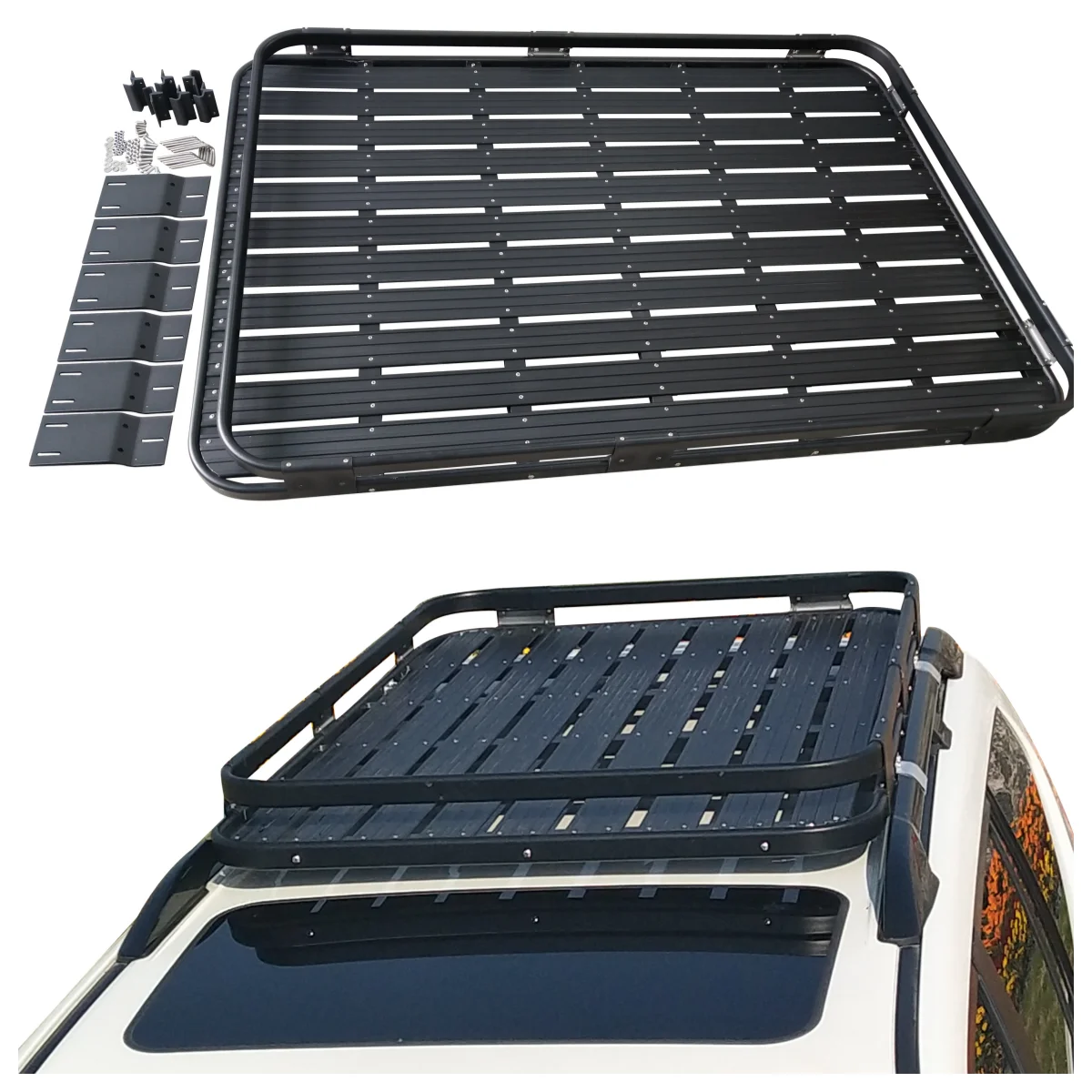 

STLFYH-F-006-D Aluminum Alloy Car Roof Rack Roof Basket Luggage Rack Car Carrier Basket for Mitsubishiss Pajero V73 V93 V97