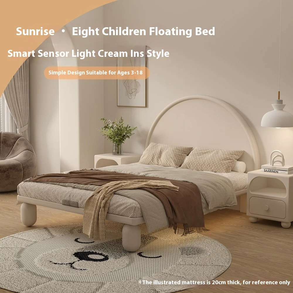 Solid Wood Single Bed For Boys And Girls Cream Style Children's Suspended Bedroom Bed For Kids' Room