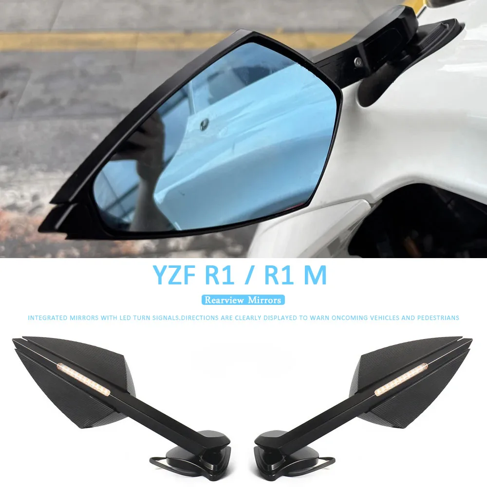 

YZF-R1 YZF-R1 M Black Rear View Mirrors LED Turn Signal Motorcycle Accessories For Yamaha YZF R1 YZF-R1M 2020 - 2025