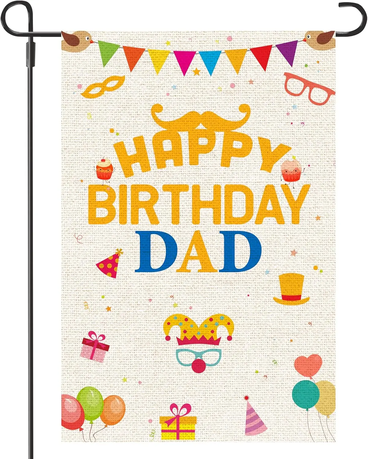 Happy Birthday Dad Garden Flag,Fathers Day Yard Outdoor Decoration,Double Sided Burlap Best Dad Ever Birthday Party Yard Lawn De