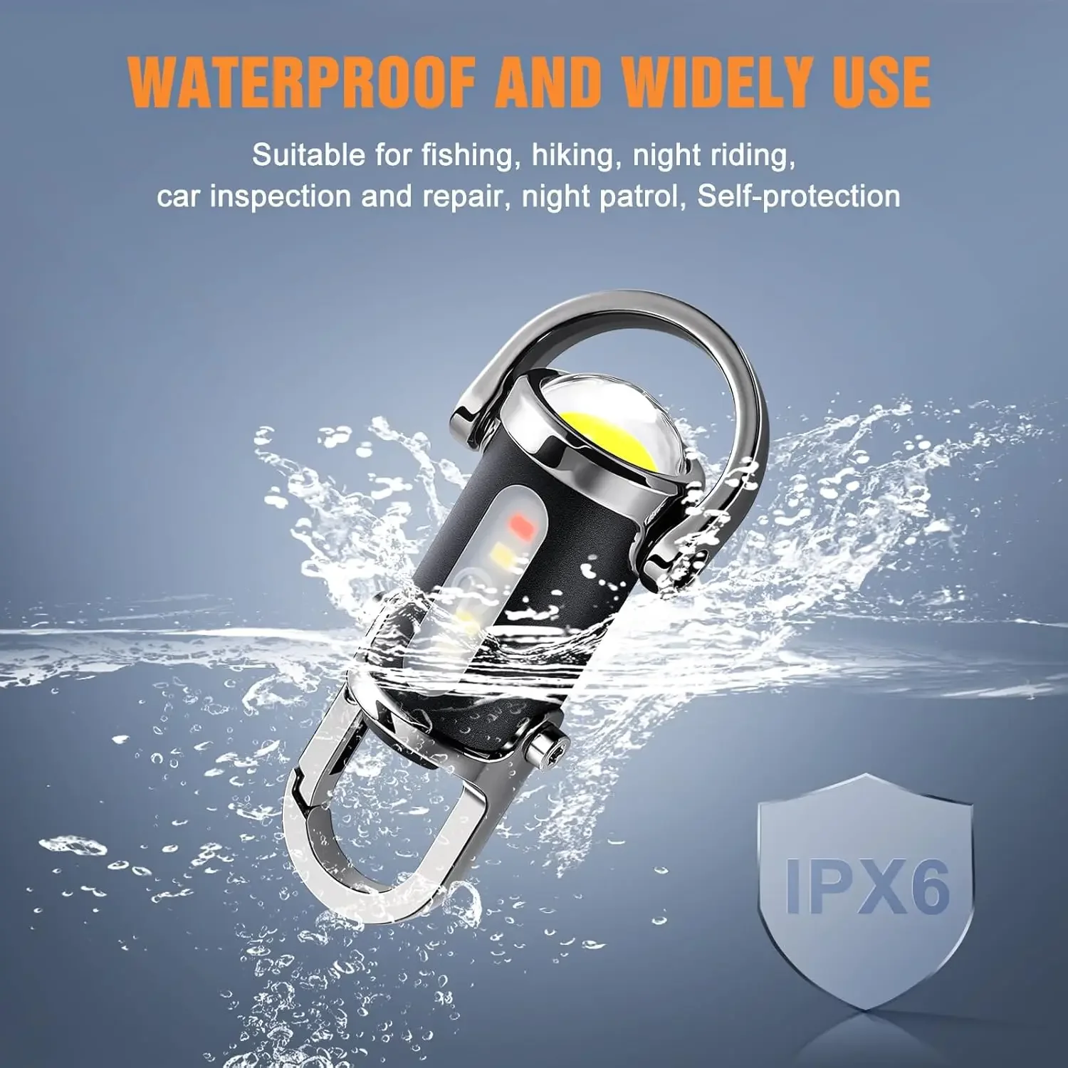 Mini Keychain Flashlight Rechargeable Pocket COB Working Light Outdoor Hook Emergency Warning Light for Camping Walking Hiking