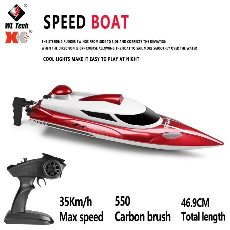 WL918 RC Boat 2.4G Speed 35 Km/H Remote Control High Speed Racing Boat With Water Cooling System Low Voltage Alarm Model Toys