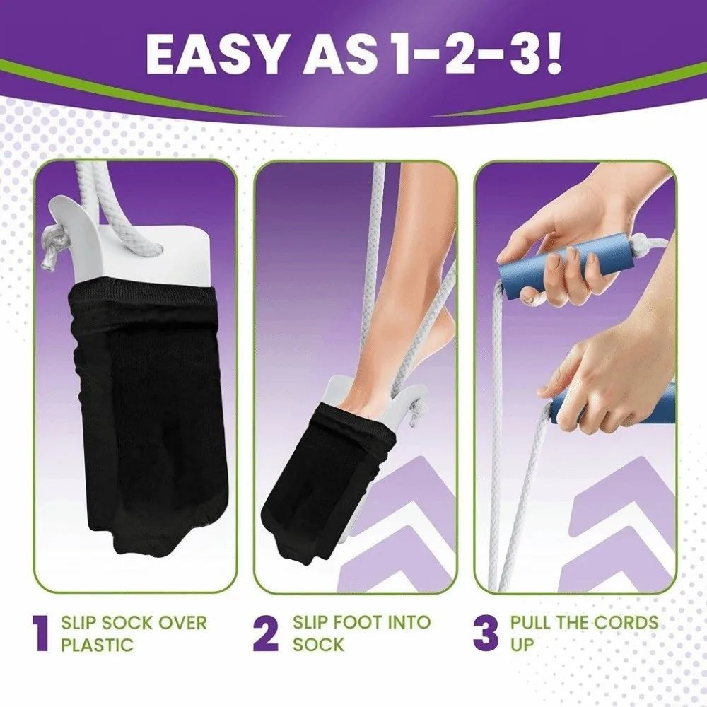 Portable Easy On and Off No bending Sock Aid Pulling Assist Device Sock Wearing Sock Helper Foam Handles Foam Handles Elderly