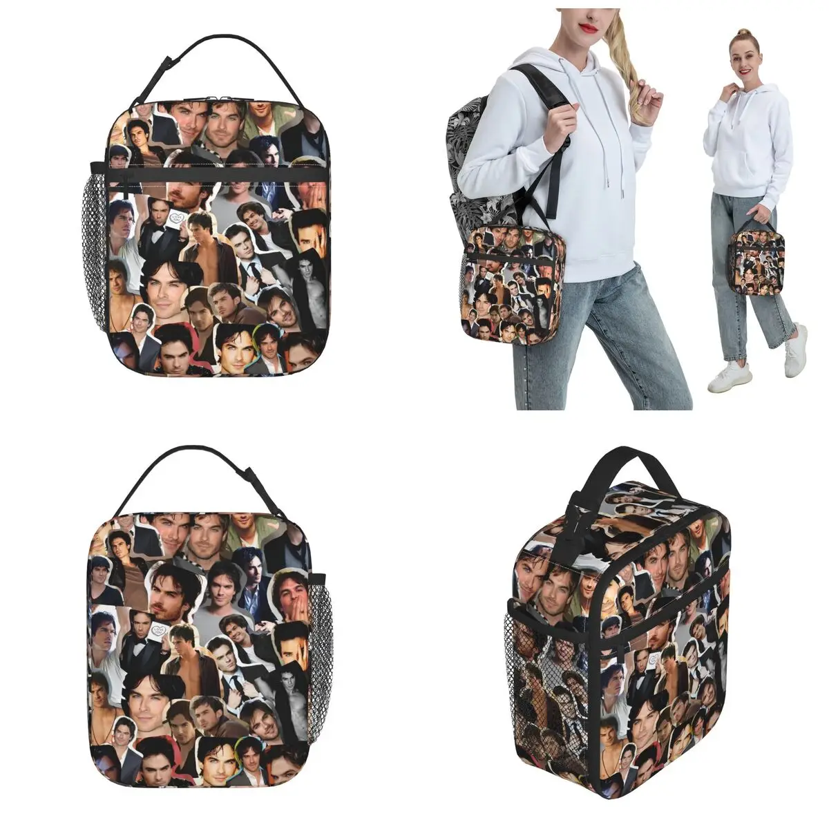 Damon Salvatore Accessories Insulated Lunch Bag The Vampire Diaries Storage Food Boxes Portable Thermal Cooler Lunch Box