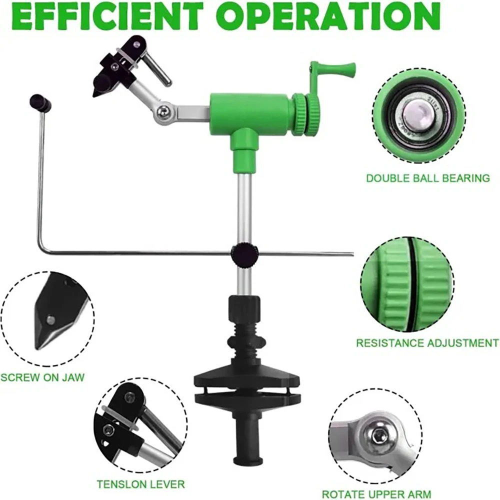 Portable 360° Rotary Fly Tying Vise C-Clamp Aluminum Fly Tying Tool